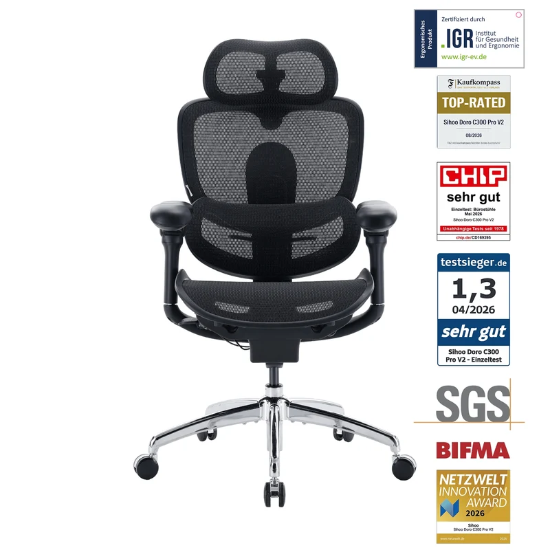 Doro C300 Pro V2 Ergonomischer Stuhl mit Ganzkörper-Anpassung