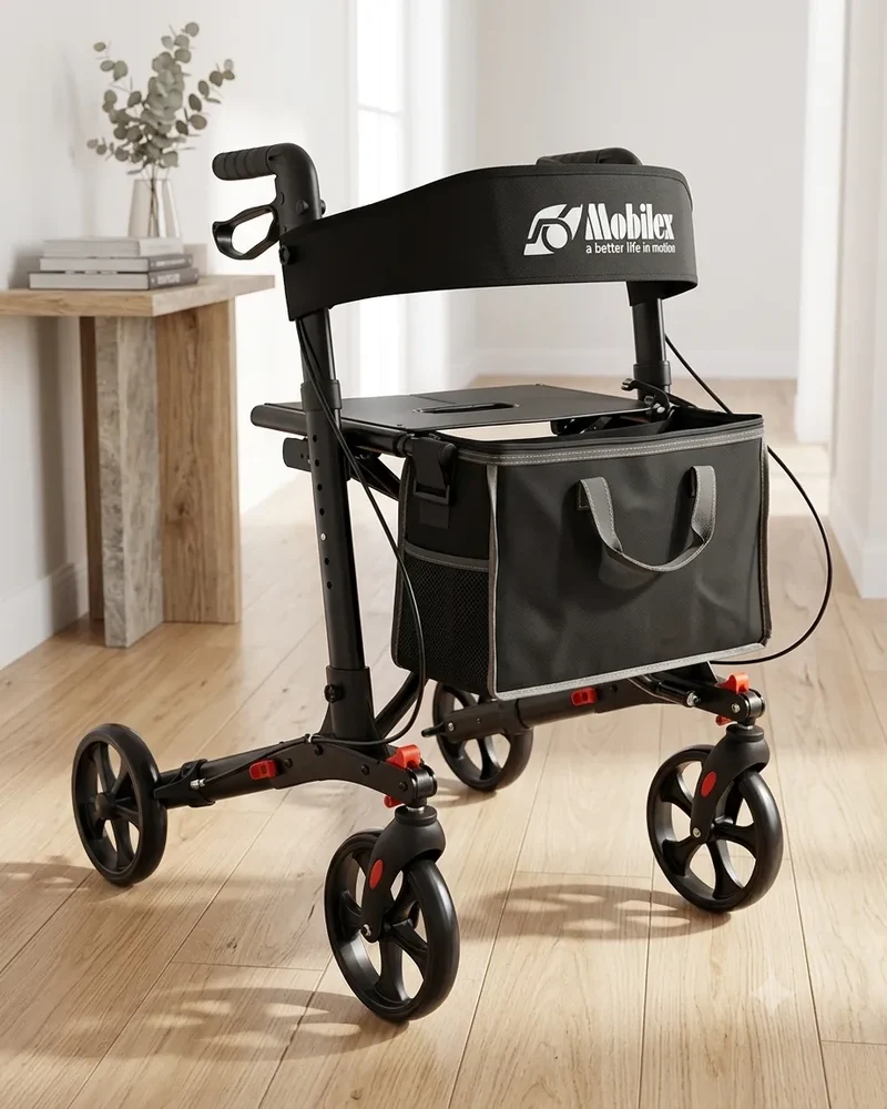 Leichtgewicht Rollator Black Panther Compact faltbar bis 150 kg