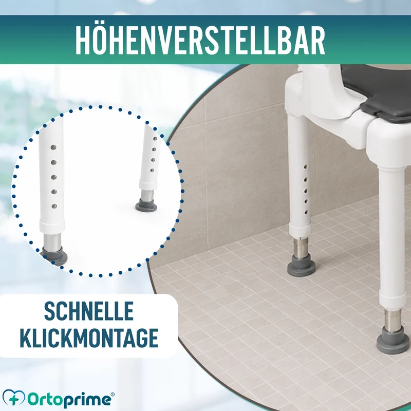 3-in-1 Duschstuhl U-Form | Rutschfester Duschhocker