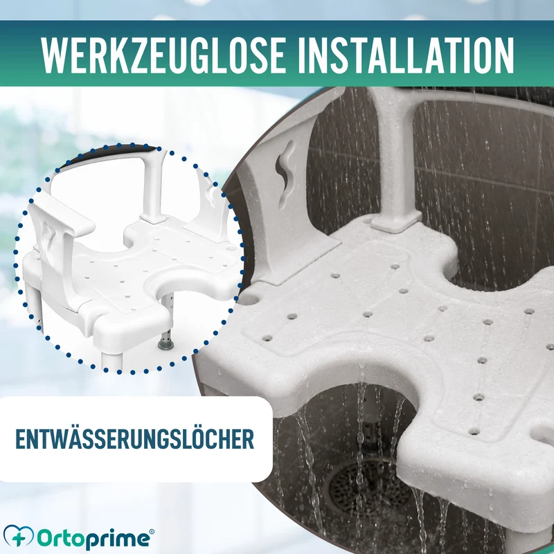 3-in-1 Duschstuhl U-Form | Rutschfester Duschhocker