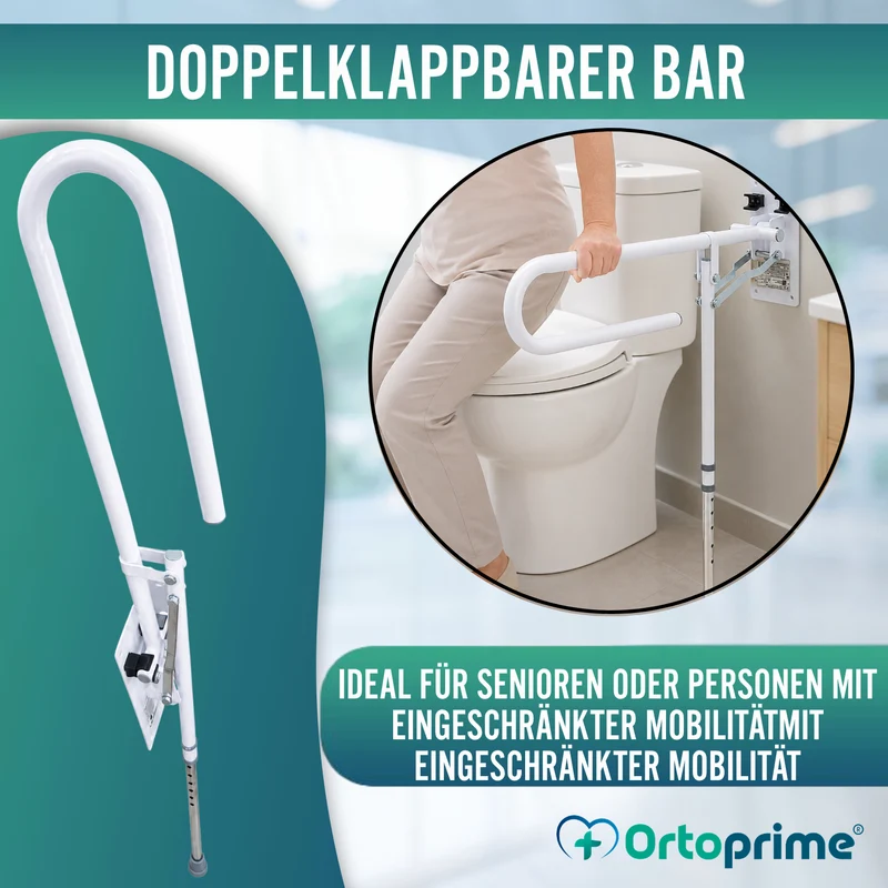 Klappbarer Bad Haltegriff mit Stützfuß | Verstellbar