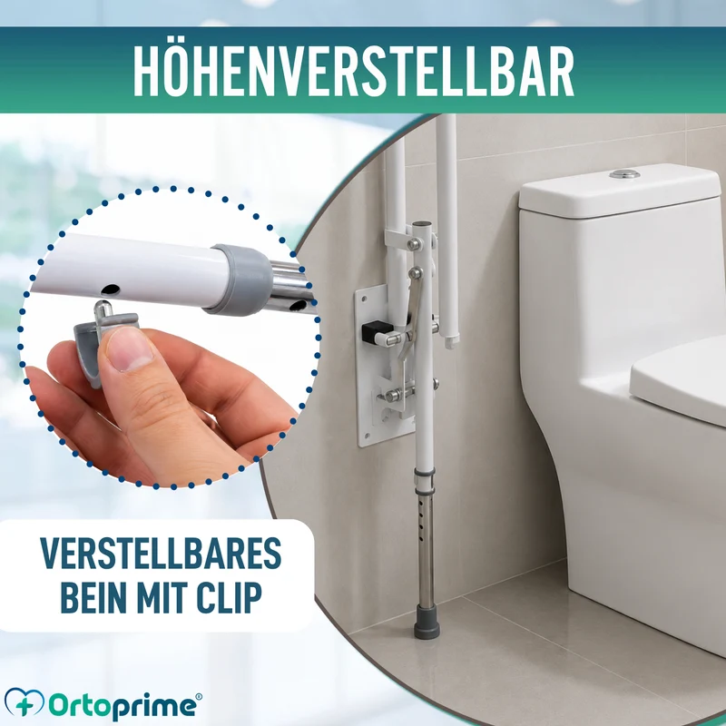 Klappbarer Bad Haltegriff mit Stützfuß | Verstellbar