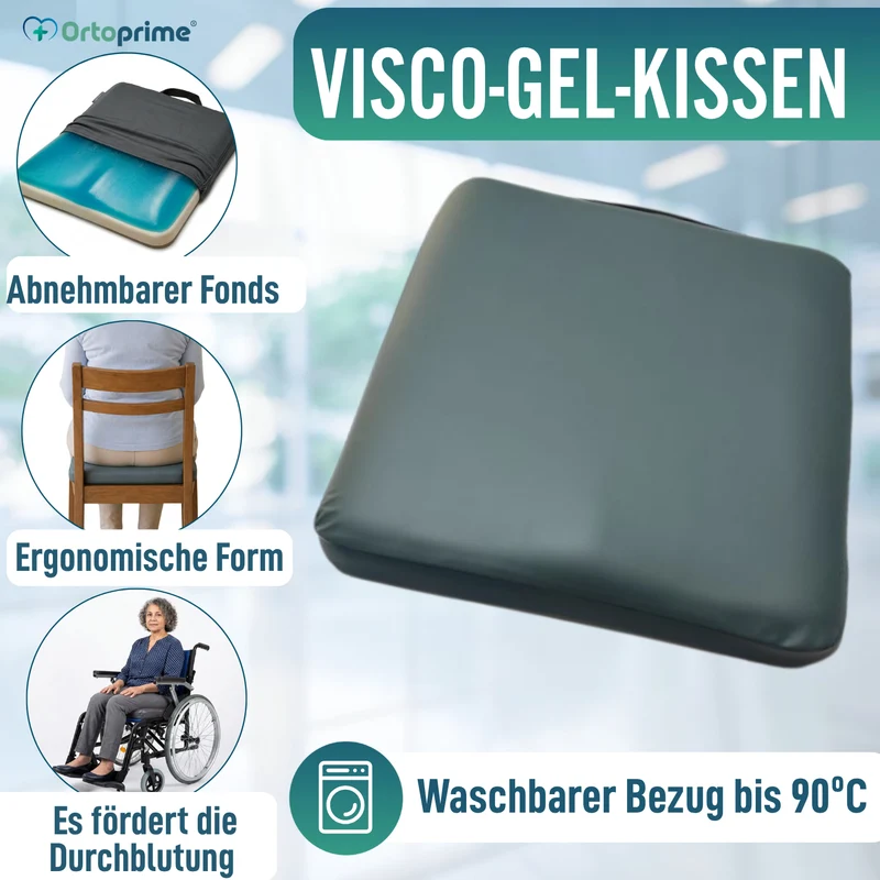 Quadratisches Antidekubitus Visko-Gel-Kissen 85 kg/m3 | Wasserdicht