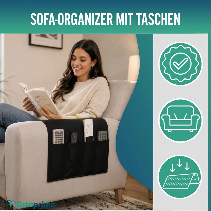 Sessel-Armlehnen-Organizer 5 Fächer | Rutschfest