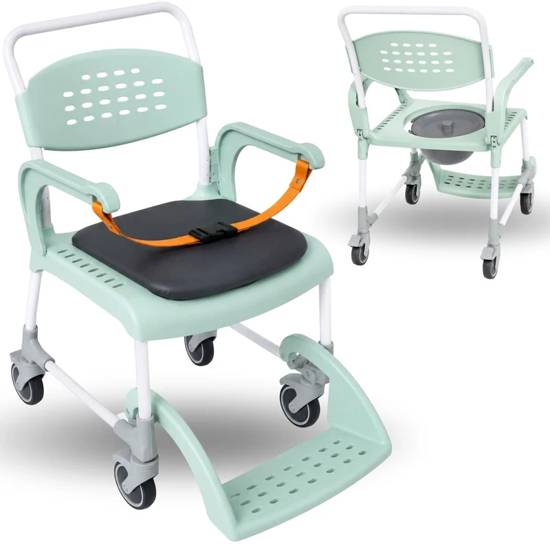 Dusch-Toilettenstuhl mit Rollen 3 in 1 | Sitz mit Ablauf