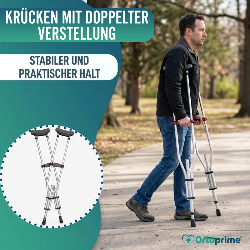 Achselkrücken aus Aluminium Verstellbar | 2er-Pack