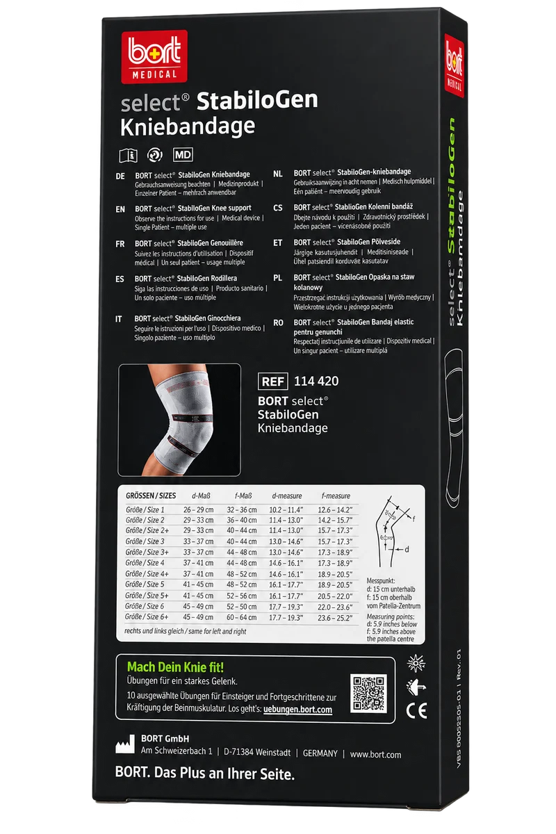 BORT Select StabiloGen® Kniebandage, antimikrobiell, Klimaregulierung