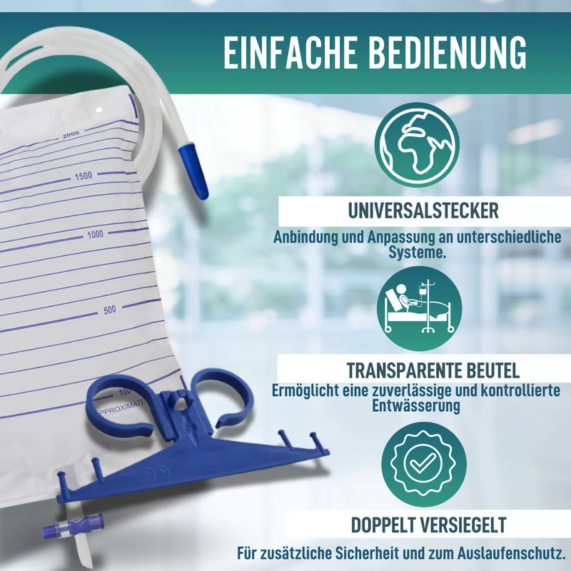 Urinbeutel 2L für Männer und Frauen | Packung mit 25 Stück