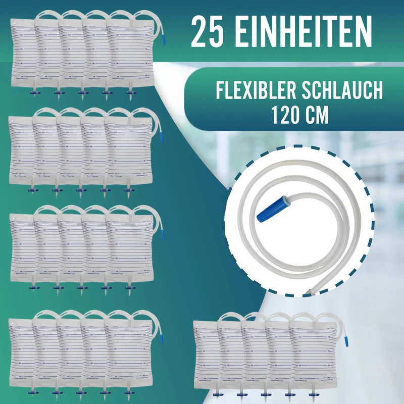 Urinbeutel 2L für Männer und Frauen | Packung mit 25 Stück