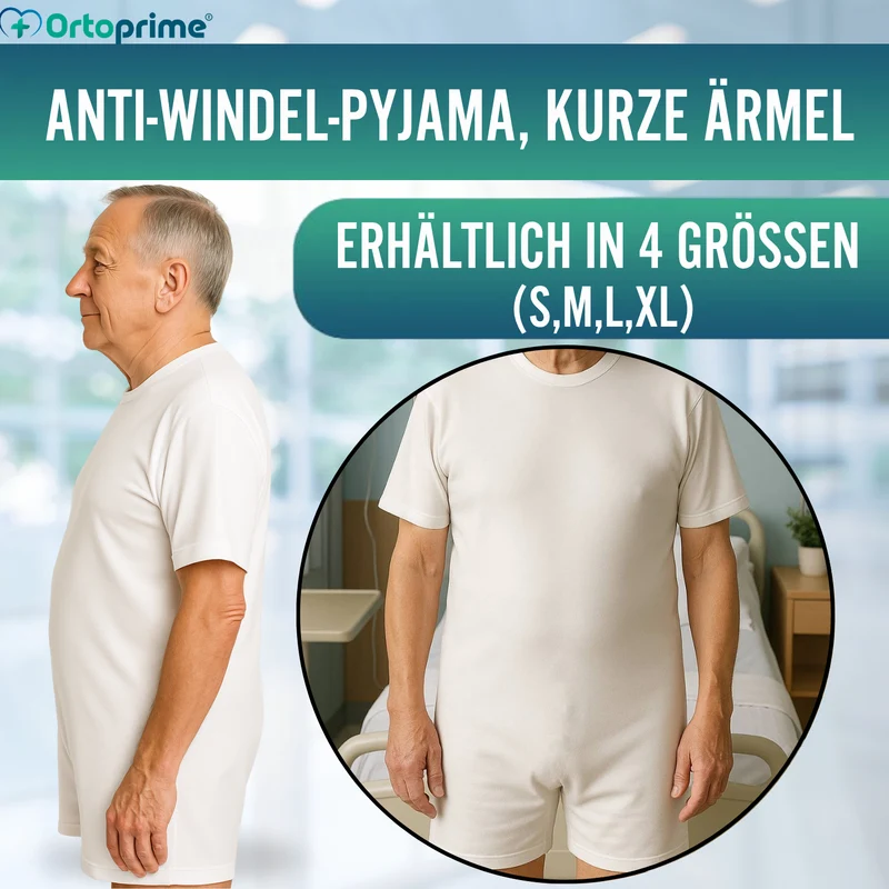 Inkontinenz-Pyjama Kurzarm Unisex | Erwachsenen