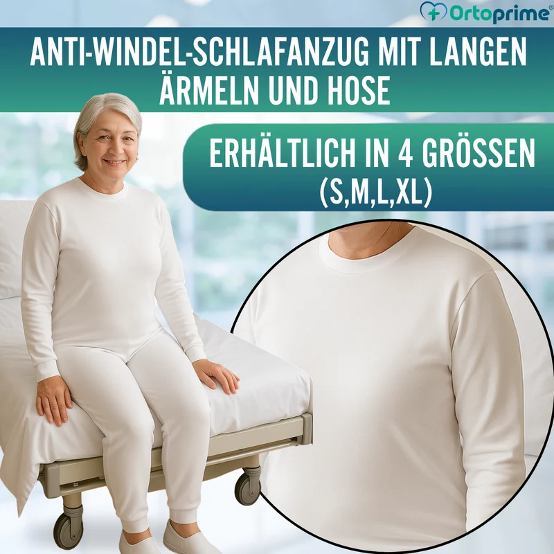 Langarm-Inkontinenzpyjama | Unisex mit Doppelreißverschluss