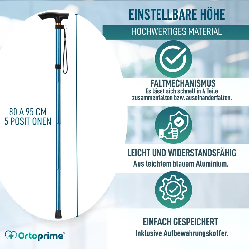 Faltstock zusammenklappbar und verlängerbar | Blauer Stock