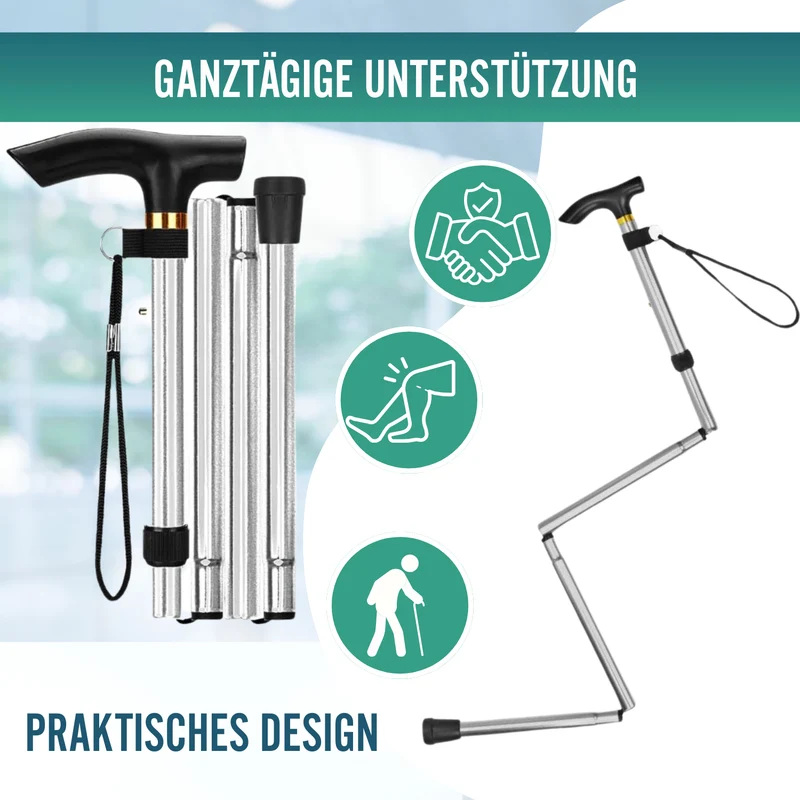 Orthopädischer Gehstock zum Gehen Verlängerbar | Silber