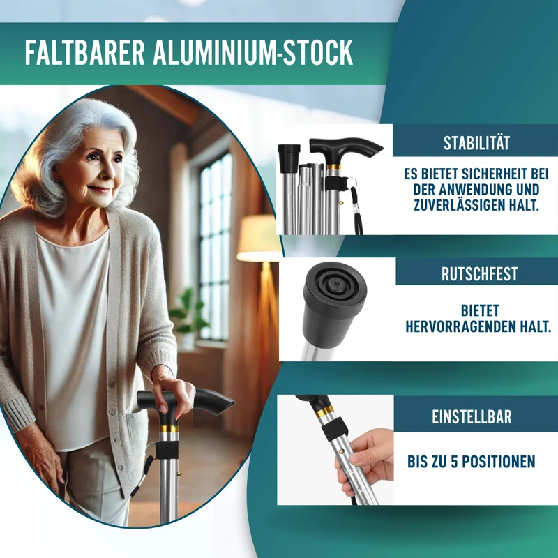 Orthopädischer Gehstock zum Gehen Verlängerbar | Silber