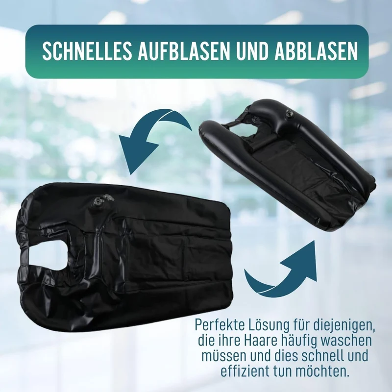 Aufblasbare ergonomische tragbare Haarwaschschüssel | Bequem und sicher