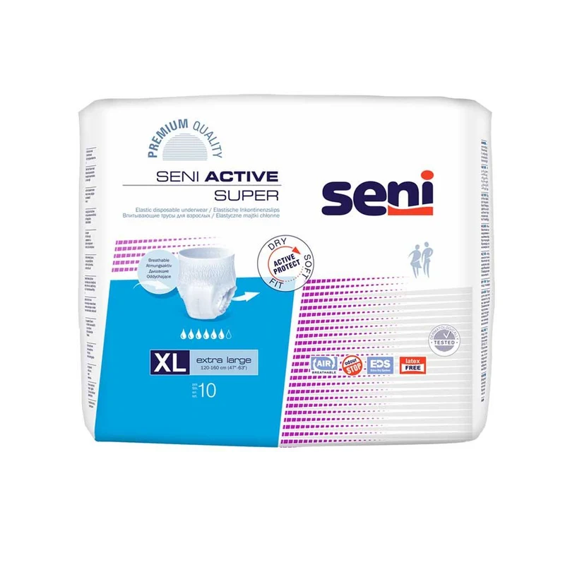 Seni Active Super Inkontinenzslips, aufreißbar, Auslaufsperre, S-XL