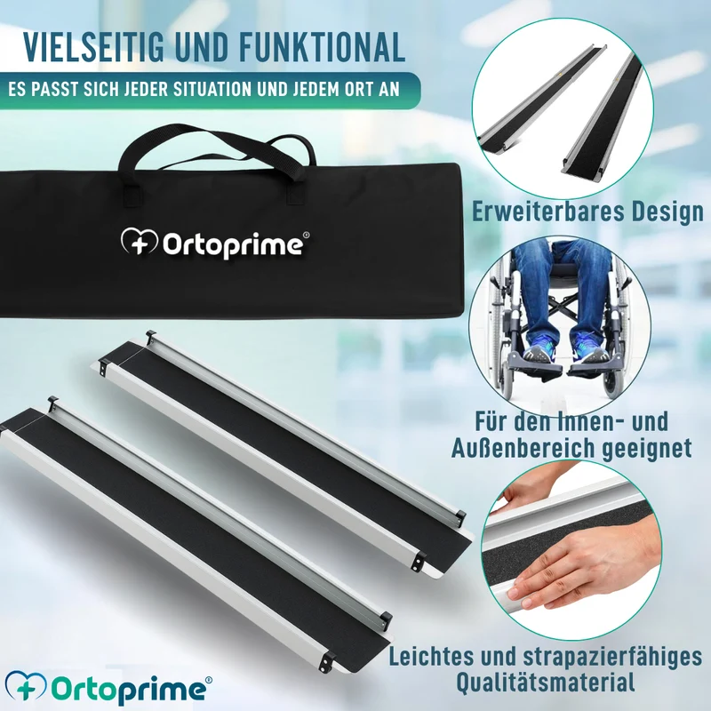 Teleskopische Rollstuhlrampe 270kg | Robuste Rampen