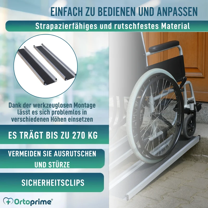 Teleskopische Rollstuhlrampe 270kg | Robuste Rampen