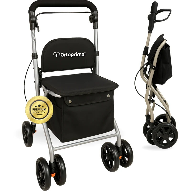 Faltbarer Rollator für Erwachsene mit Einkaufskorb