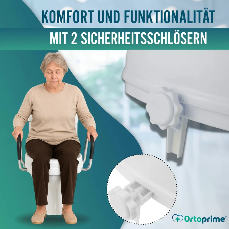 WC-Erhöher 10cm mit Deckel und Armen | Universeller WC-Lift