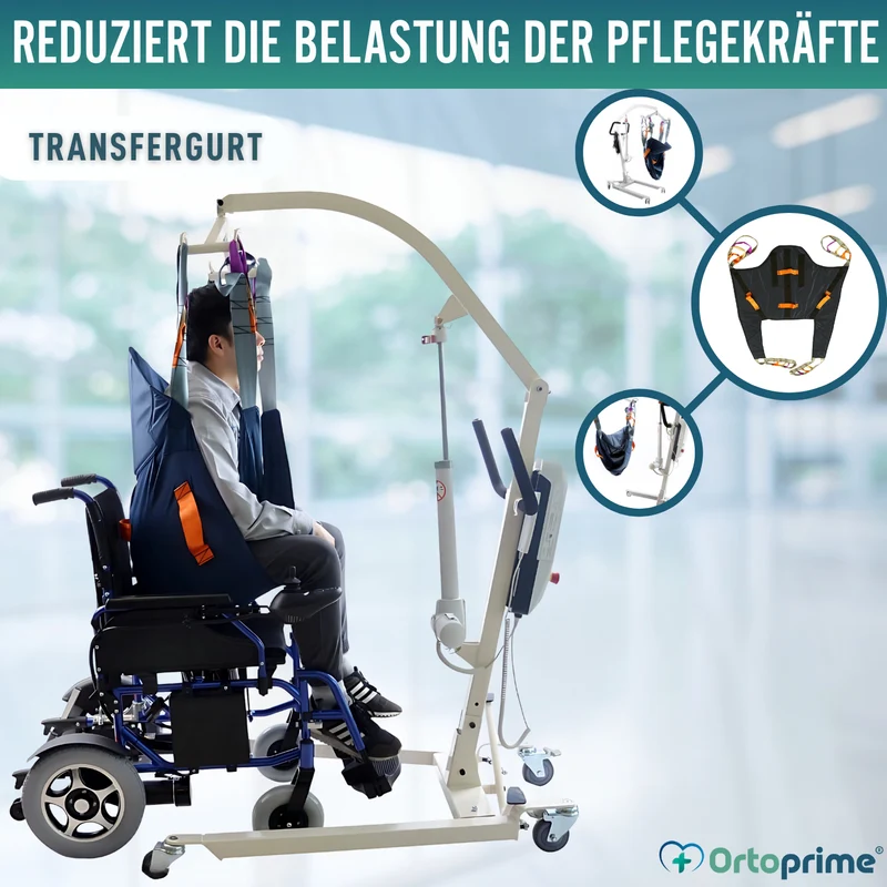 Orthopädisches Gurtzeug mit Kopfstütze für Transferkran