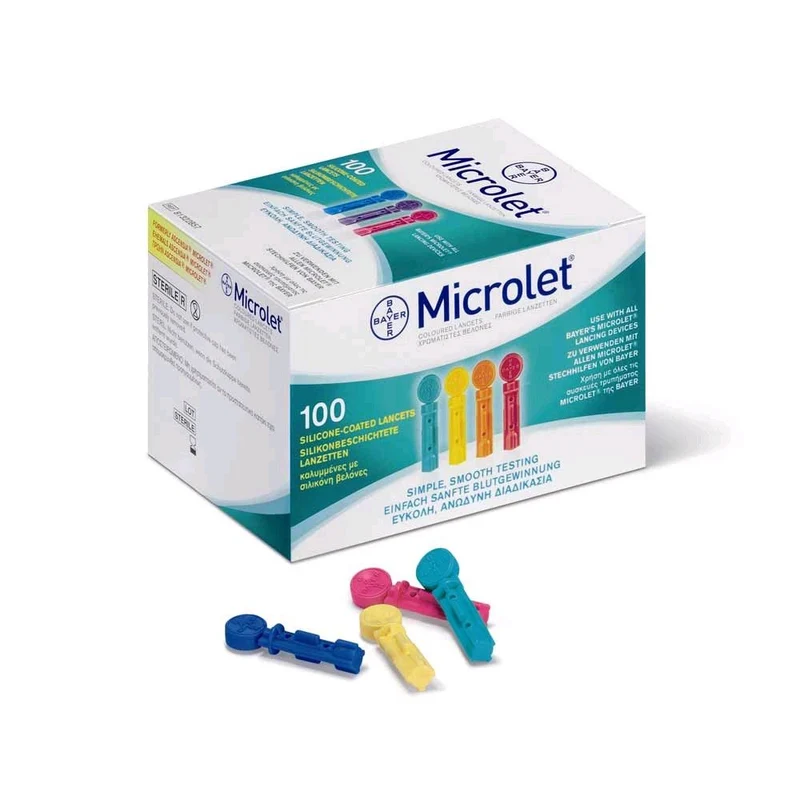 Bayer MICROLET® Lanzetten, farbig, sanft, silikonbeschichtet, 1Packung