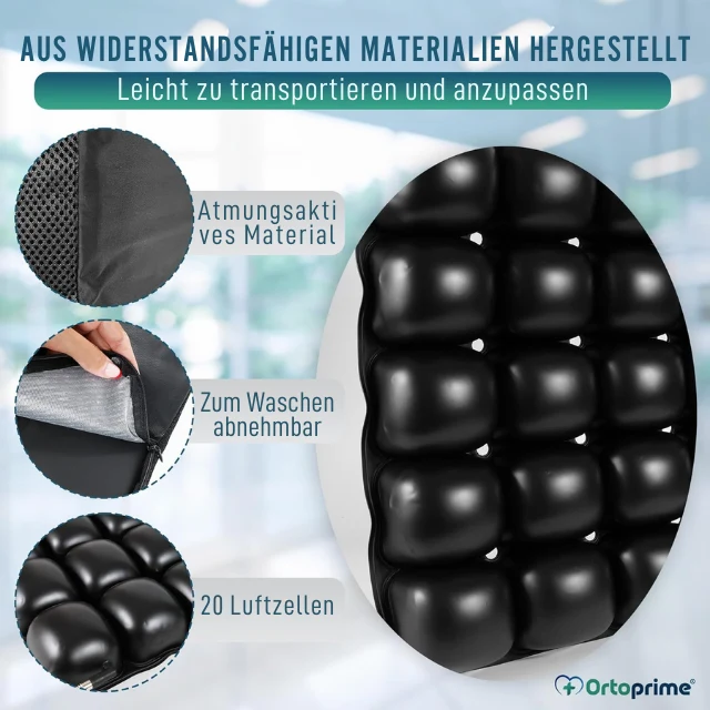 Antidekubitus Luftkissen für Rollstuhl mit Aufpumpe