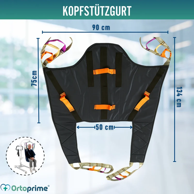 Orthopädischer Patientenlift mit Kopfstützgeschirr inkl