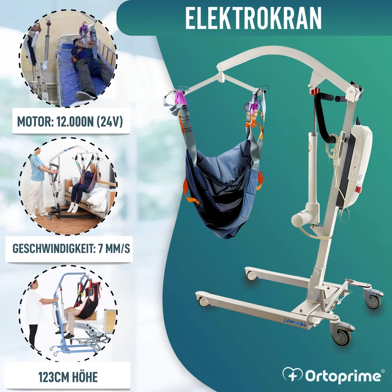Orthopädischer Patientenlift mit Kopfstützgeschirr inkl