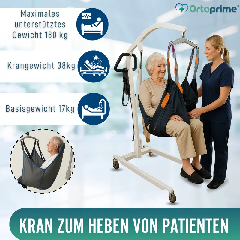 Orthopädischer Patientenlift mit Kopfstützgeschirr inkl