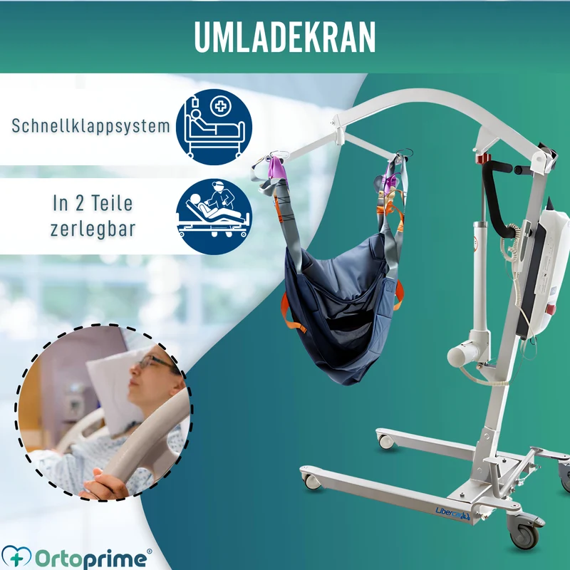 Orthopädischer Patientenlift mit Kopfstützgeschirr inkl