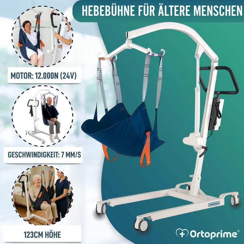 Robuste Hebebühne für Patienten mit Gurt in 2 Größen