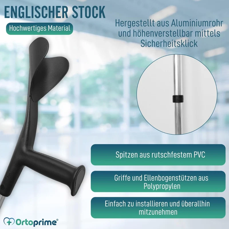 Höhenverstellbare Aluminium-Krücken für Erwachsene | 2er-Pack