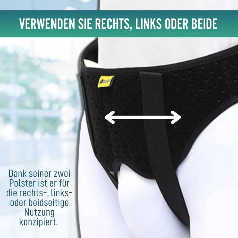 Leistenbruchgürtel mit gepolsterten Pads | Unise