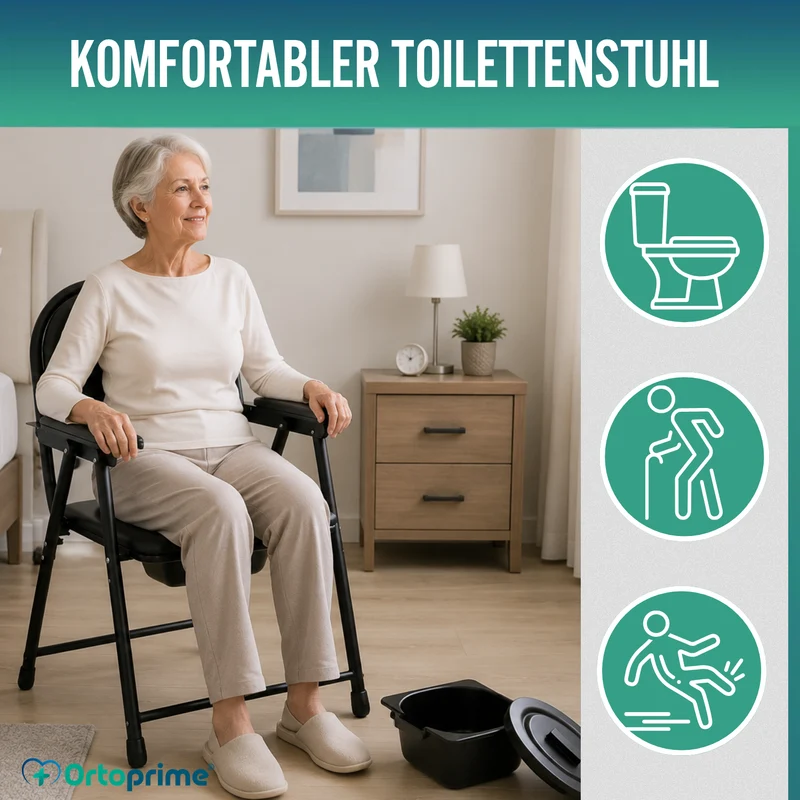 Klappbarer WC-Stuhl für Senioren | Tragbarer Toilettenstuhl