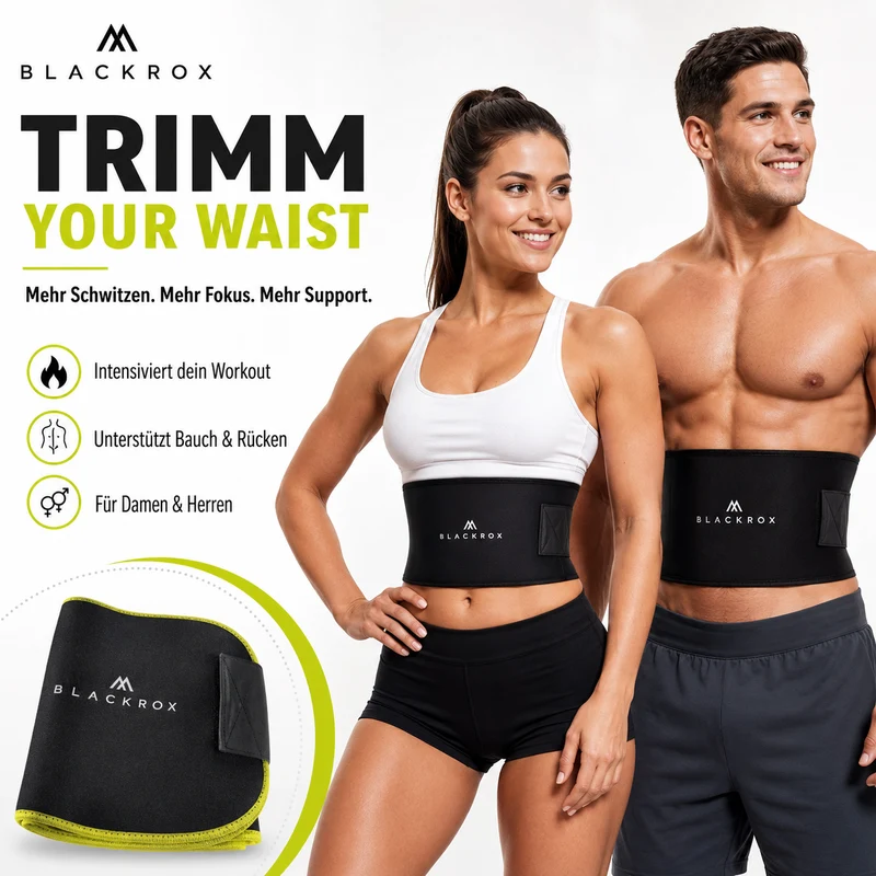 BLACKROX Waist Trimmer Fitnessgürtel – Schwitzgürtel Bauchweggürtel