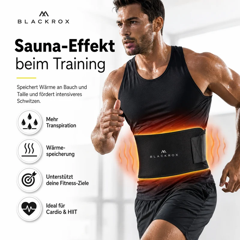 BLACKROX Waist Trimmer Fitnessgürtel – Schwitzgürtel Bauchweggürtel