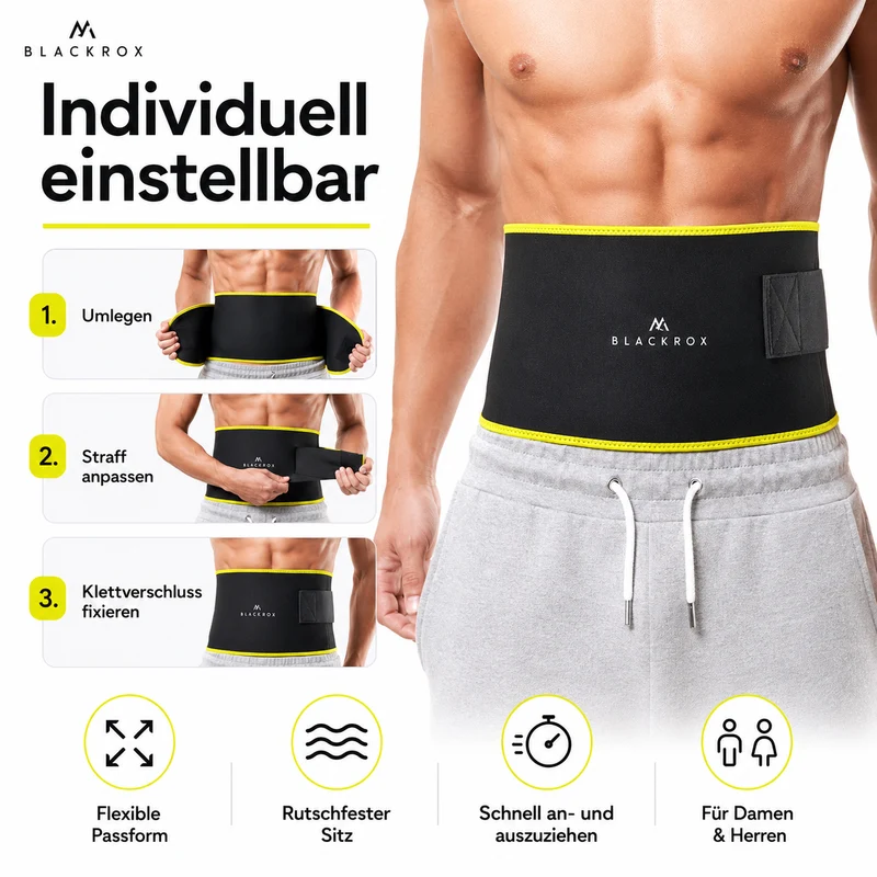 BLACKROX Waist Trimmer Fitnessgürtel – Schwitzgürtel Bauchweggürtel
