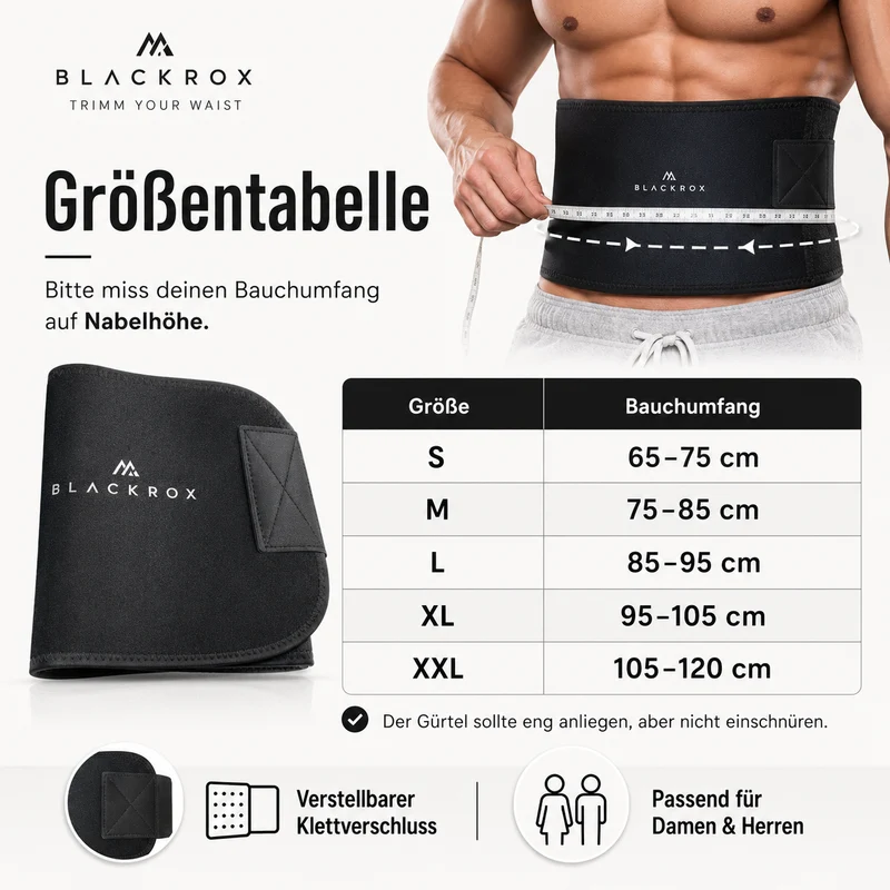 BLACKROX Waist Trimmer Fitnessgürtel – Schwitzgürtel Bauchweggürtel