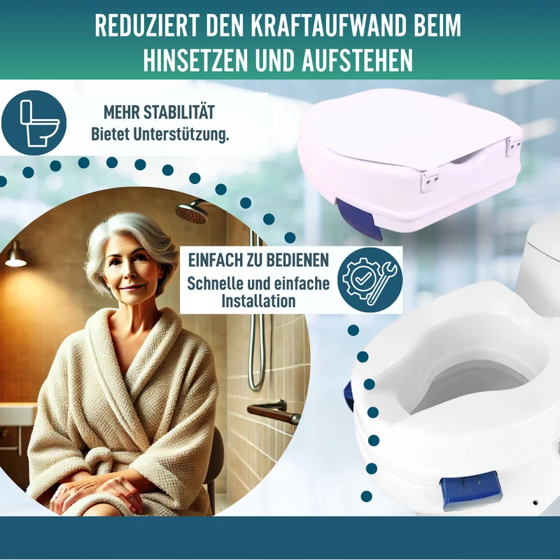 WC-Erhöher Erwachsene 11cm | Orthopädischer WC-Erhöher 4 Clips