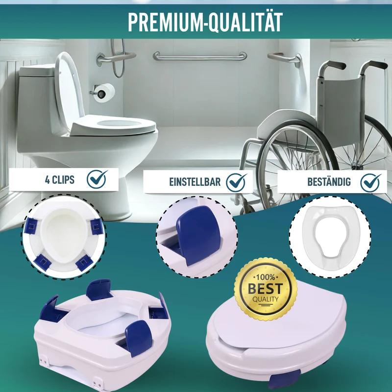 WC-Erhöher Erwachsene 11cm | Orthopädischer WC-Erhöher 4 Clips