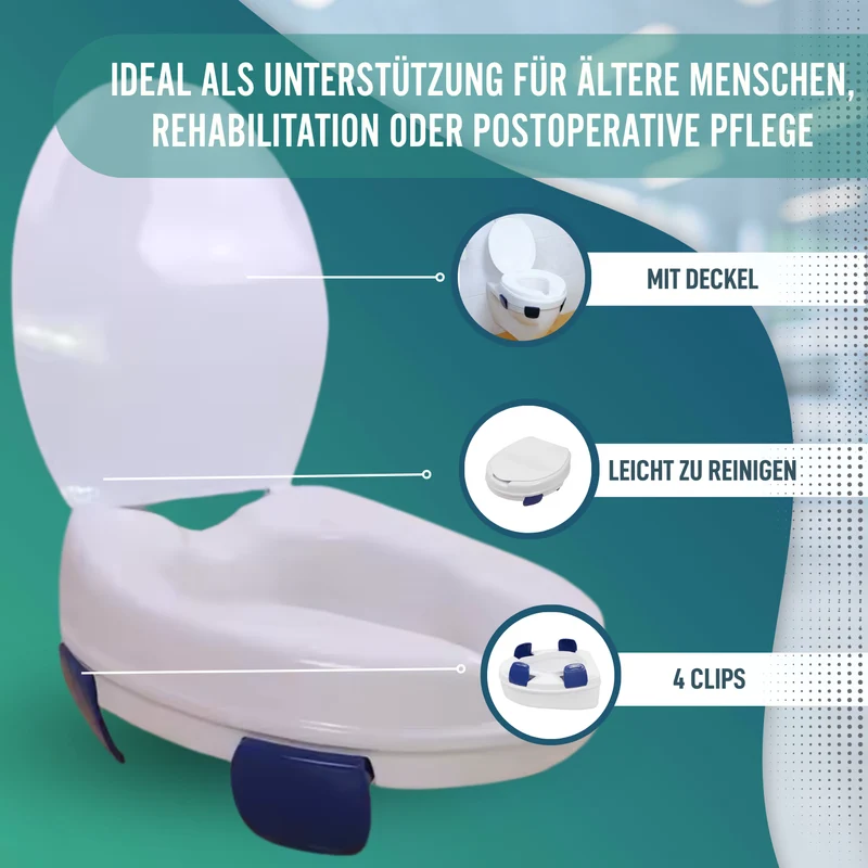 WC-Erhöher Erwachsene 11cm | Orthopädischer WC-Erhöher 4 Clips