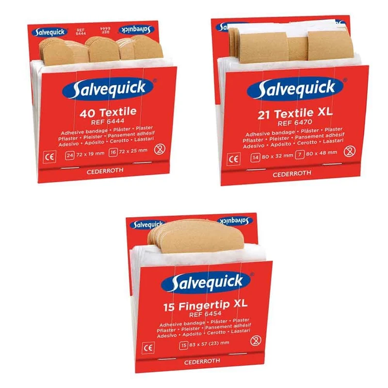 Cederroth Salvequick Pflasterstrips Refill, Sofortpflaster-Set, Größen