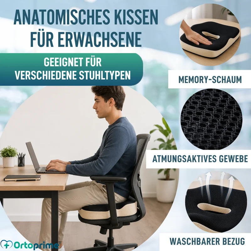 Ergonomisches Viscoelastisches Kissen mit Coccyx-Loch | Komfort