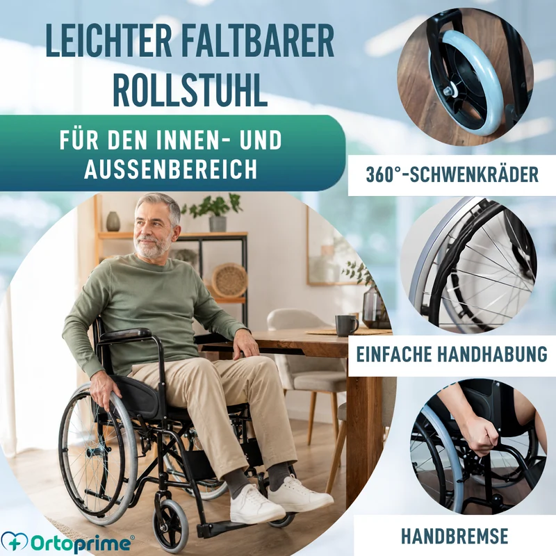 Leichter selbstfahrbarer faltbarer Rollstuhl für Erwachsene