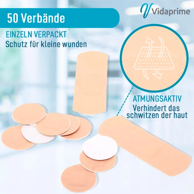 Wasserdichte Klebeverbände in 3 Größen | 50 Stück