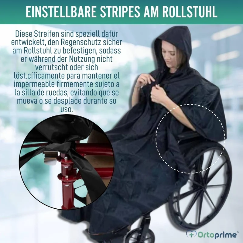 Rollstuhl-Regencape mit Reißverschluss
