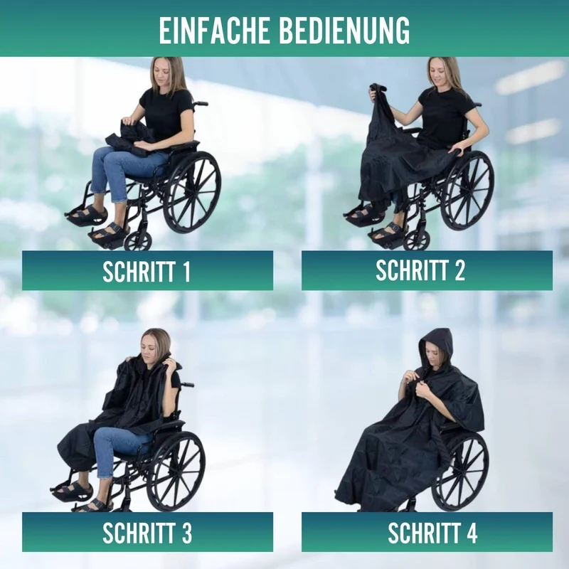Rollstuhl-Regencape mit Reißverschluss