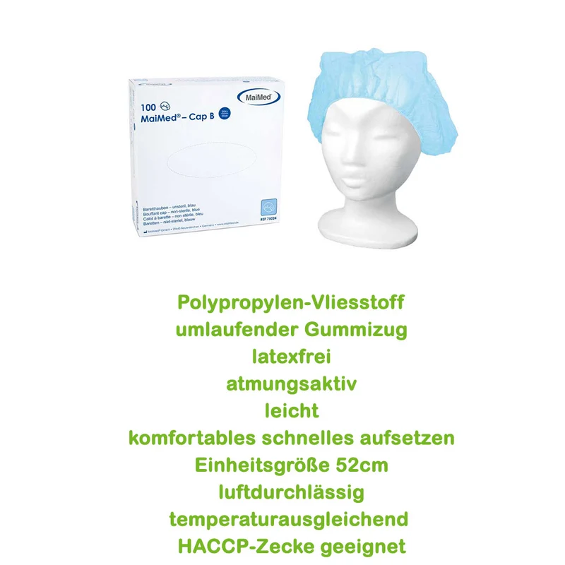 MaiMed Cap B, Baretthauben, Einweghauben, 100 St., versch. Farben