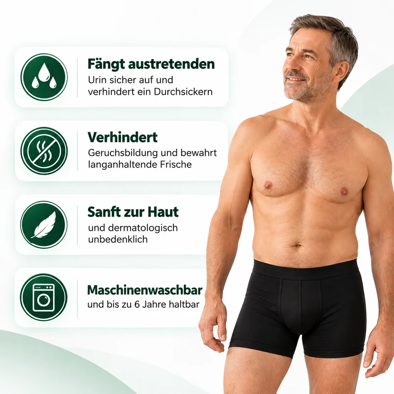 ManDry Inkontinenz-Boxershorts für Herren - 300ML Saugfähigkeit